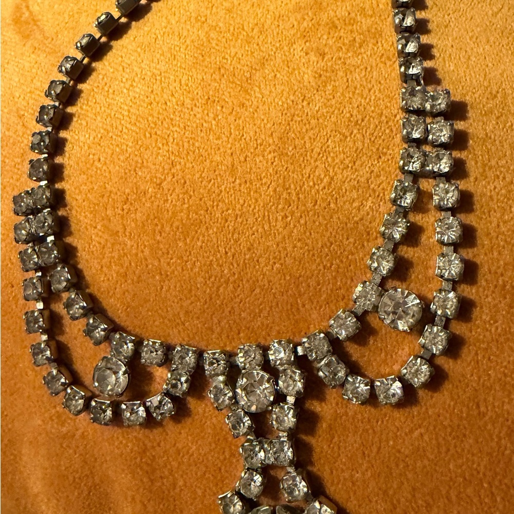 Lot of 3 vintage rhinestone necklaces, regency, wedding